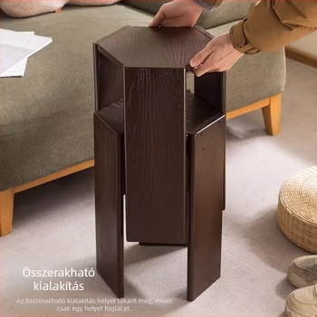 Fa hexagonális egymásra rakható taburettek, vastagított kivitelezésű, otthoni használatra, nappaliba, kávézóasztalhoz vagy étkezőasztalhoz