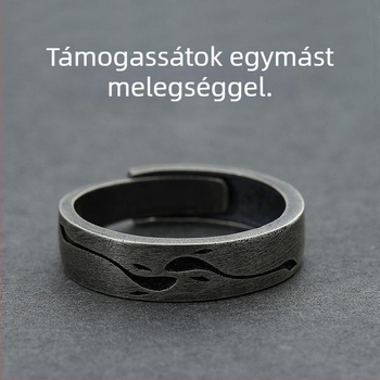 Férfi retro nyitott gyűrű rézből, geometriai dizájn