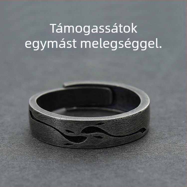 Férfi retro nyitott gyűrű rézből, geometriai dizájn