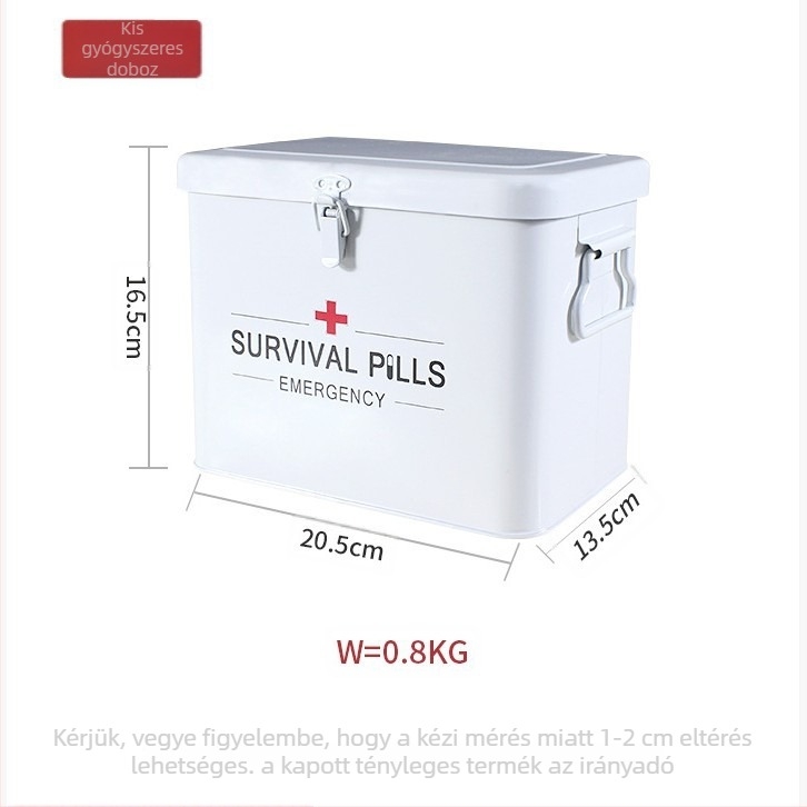 Fém orvosi elsősegély doboz négy rekeszes elválasztóval, kétrétegű kialakítás, nagy kapacitás, hordozható