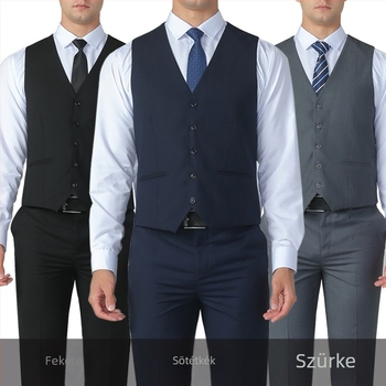 Új őszi férfi slim-fit mellény, Koreai stílusú öltöny mellény formális viselethez és esküvőkhöz