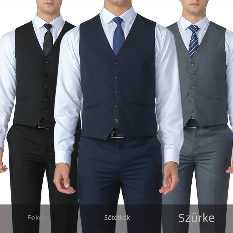 Új őszi férfi slim-fit mellény, Koreai stílusú öltöny mellény formális viselethez és esküvőkhöz
