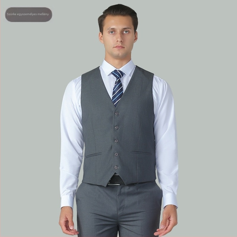 Új őszi férfi slim-fit mellény, Koreai stílusú öltöny mellény formális viselethez és esküvőkhöz