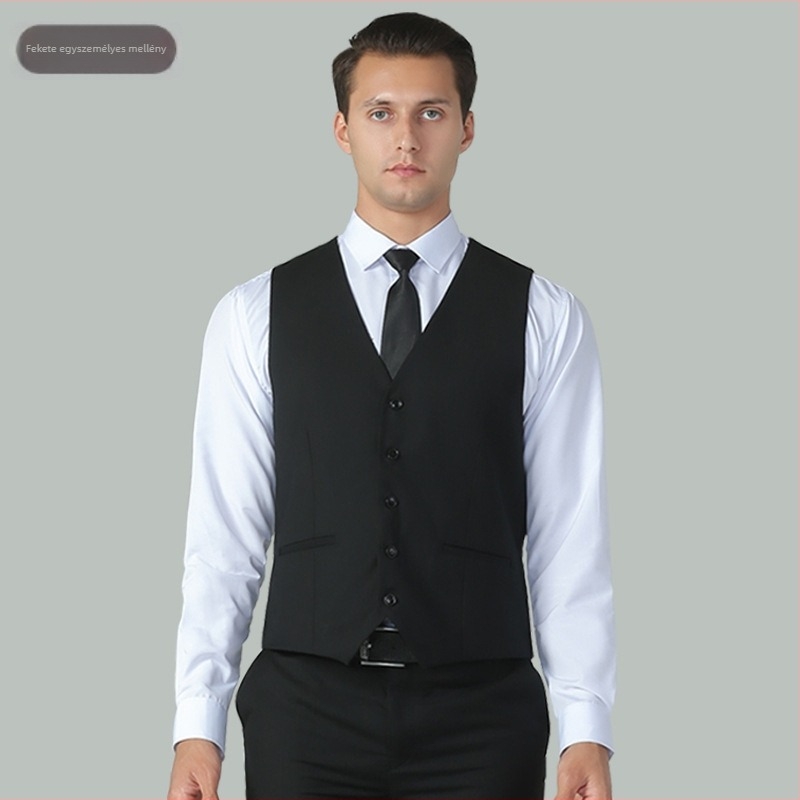 Új őszi férfi slim-fit mellény, Koreai stílusú öltöny mellény formális viselethez és esküvőkhöz