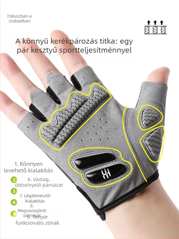Leaper férfi félujjas edzőkesztyű – csúszásmentes, bőrkeményedés elleni, edzés súlyzókkal, húzásokhoz, kettlebellhez és kerékpározáshoz