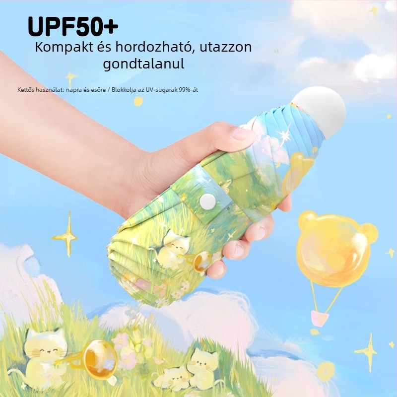 Romantikus hot-air ballon gyerekeknek szánt automata nyitású, UV-védelmet nyújtó, háromrészes nap- és esővédő esernyő