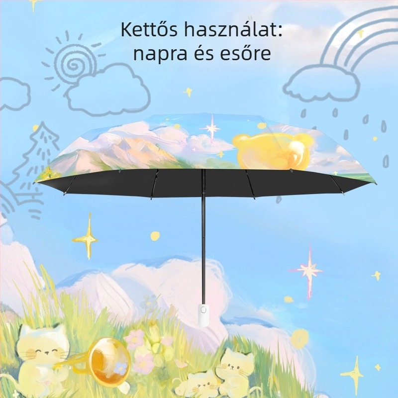 Romantikus hot-air ballon gyerekeknek szánt automata nyitású, UV-védelmet nyújtó, háromrészes nap- és esővédő esernyő