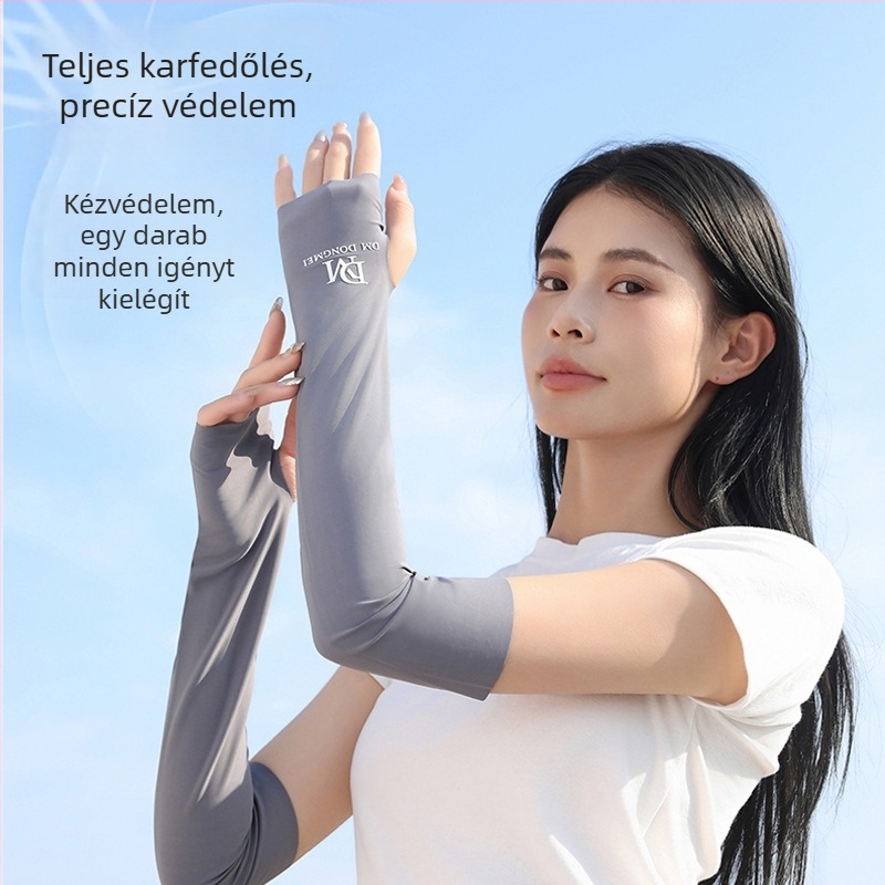 Női UV-védelmes kesztyű és karvédő Ice Silk anyagból, vékony nyári modell kerékpározáshoz és vezetéshez