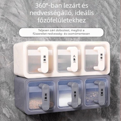 Falihoz rögzíthető fűszeres doboz készlet sóhoz, MSG-hez és más fűszerekhez