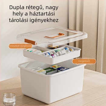Otthoni sürgősségi orvosi doboz, hordozható elsősegély-doboz, nagy kapacitású gyógyszer-tároló doboz