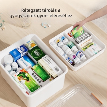 Otthoni sürgősségi orvosi doboz, hordozható elsősegély-doboz, nagy kapacitású gyógyszer-tároló doboz