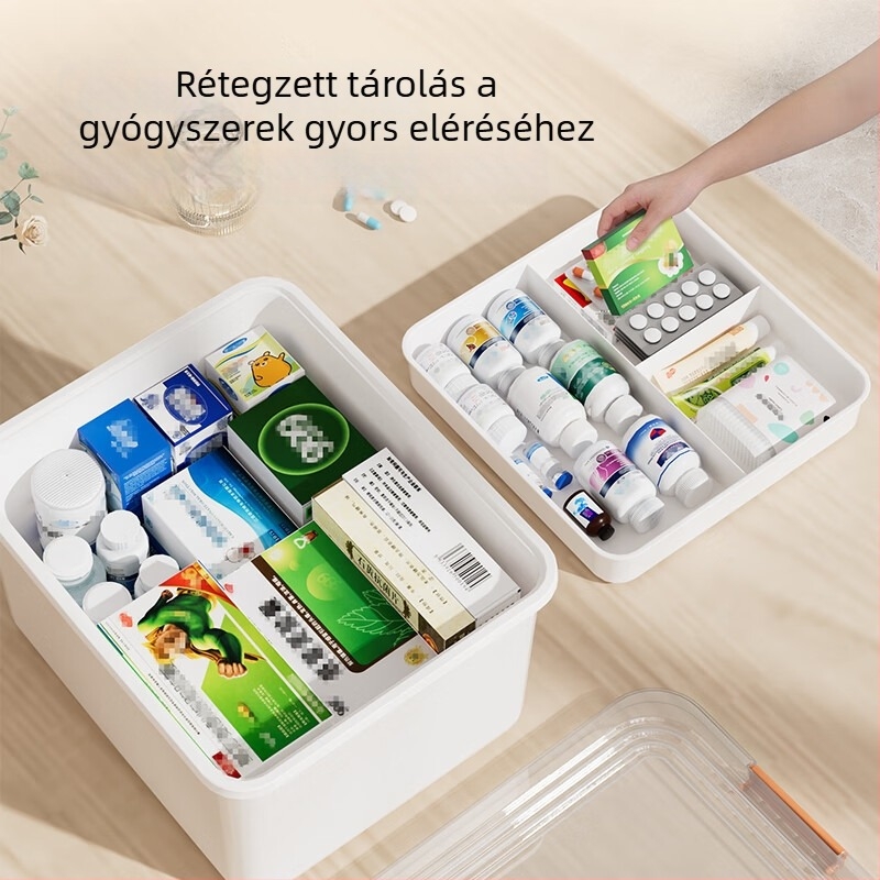Otthoni sürgősségi orvosi doboz, hordozható elsősegély-doboz, nagy kapacitású gyógyszer-tároló doboz