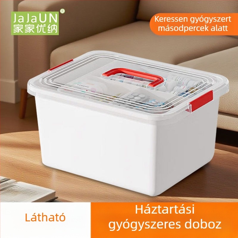 Otthoni sürgősségi orvosi doboz, hordozható elsősegély-doboz, nagy kapacitású gyógyszer-tároló doboz