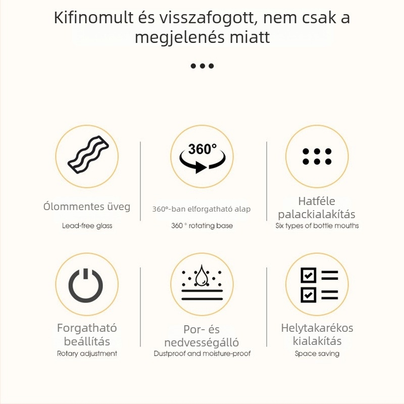 6 darabos fűszertartó üveg készlet japán stílusú, lyukfedéllel, forgó tároló