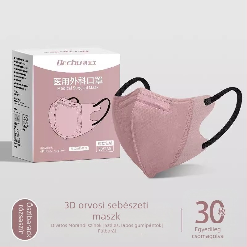 Doctor Chu Morandi 3D sztereoszkópikus orvosi sebészeti maszk, egyszer használatos, háromrétegű, felnőtteknek