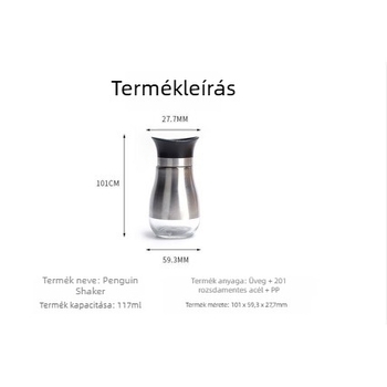 Rozsdamentes acél- és üvegből készült fűszertartó