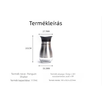 Rozsdamentes acél- és üvegből készült fűszertartó
