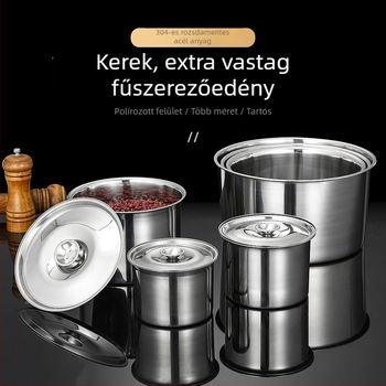 Rozsdamentes acélból készült kör alakú fűszertartó fedővel, mágnesmentes, vastagított kivitel, kereskedelmi szállodai konyhákhoz