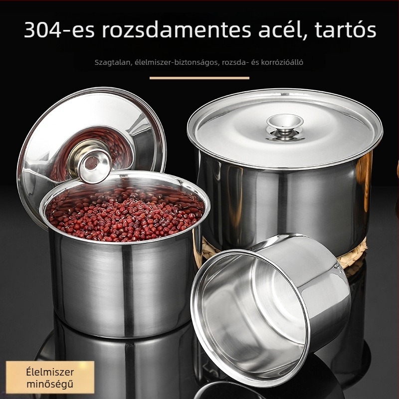Rozsdamentes acélból készült kör alakú fűszertartó fedővel, mágnesmentes, vastagított kivitel, kereskedelmi szállodai konyhákhoz
