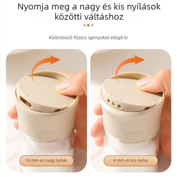 Zárható üveges fűszertartály sóhoz, köményhez és fekete borshoz adagolóval