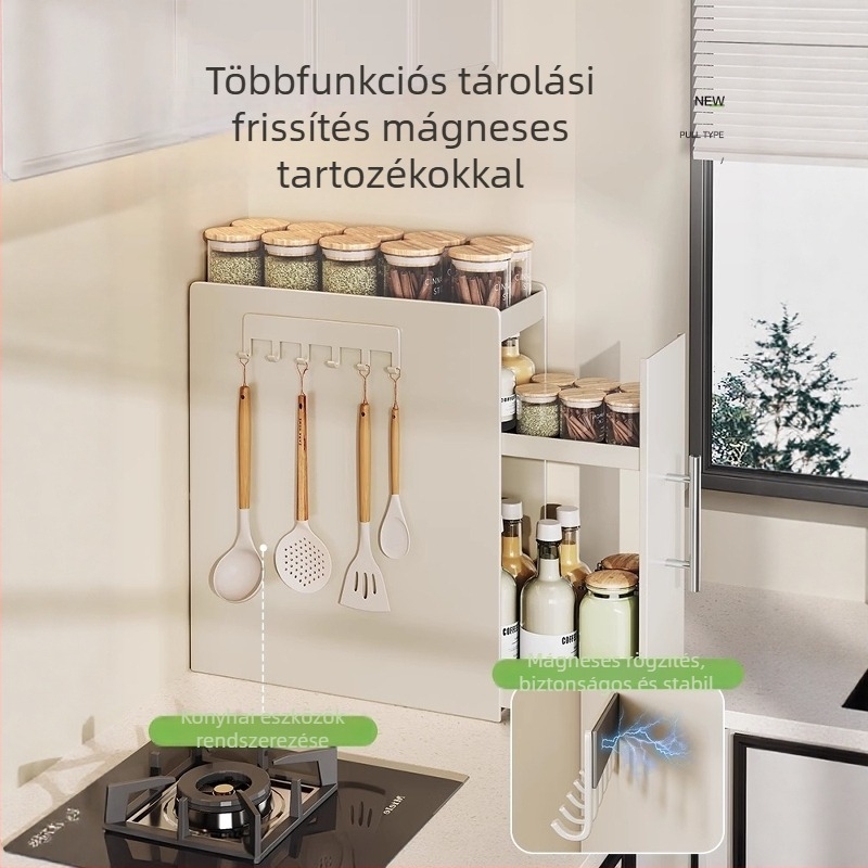 Kovácsoltvas konyhai sarok tároló keskeny éllel – olaj, szósz és ecet tárolására, fűszerpolc