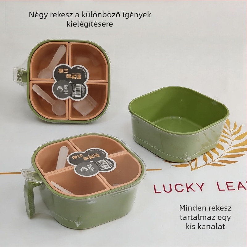 Négy rekeszes fűszertartó fedővel