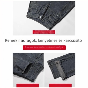 Női cementszürke farmer, magas derék, laza szabás, keskeny és széles szárú, egyenes vonalú szabás, tavasz–ősz 2025