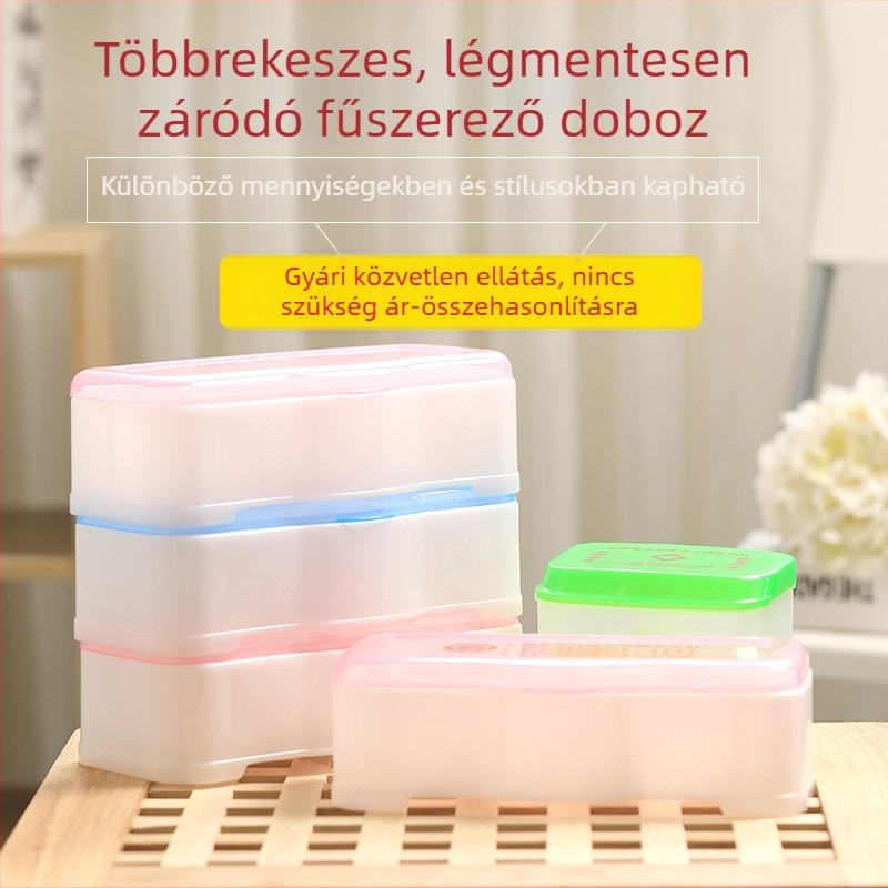 Konyhai fűszerdobozok készlete – zárható fűszertartók, 21×10×6 cm, PP anyag