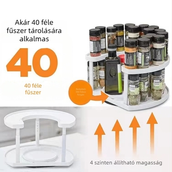 Forgó konyhai tárolóállvány fűszerek és szósz-, ecet- és olajüvegek tárolására