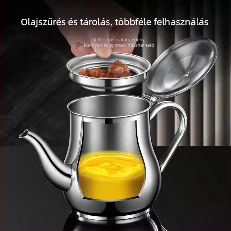 Rozsdamentes acél konyhai olajtartó szűrővel és adagolóval, szójaszószhoz és ecethez