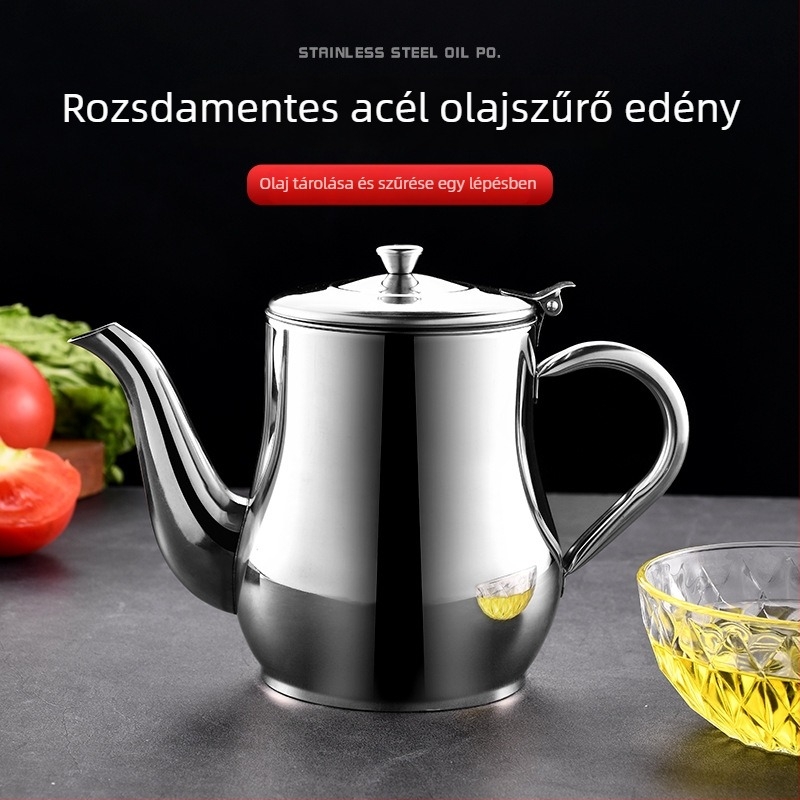 Rozsdamentes acél konyhai olajtartó szűrővel és adagolóval, szójaszószhoz és ecethez