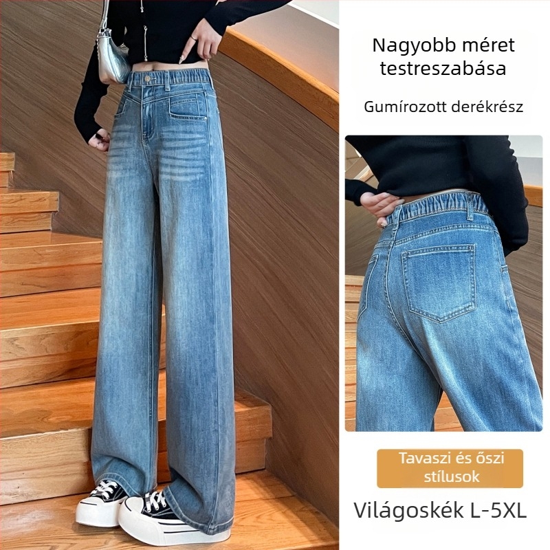Női magas derekú farmernadrág, őszi retro stílus, plusz méret, egyenes szabás, 2025-ös verzió, kényelmes mindennapi megjelenés