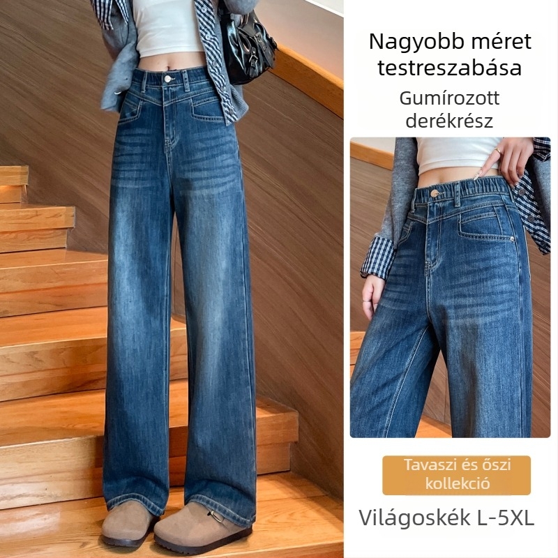 Női magas derekú farmernadrág, őszi retro stílus, plusz méret, egyenes szabás, 2025-ös verzió, kényelmes mindennapi megjelenés