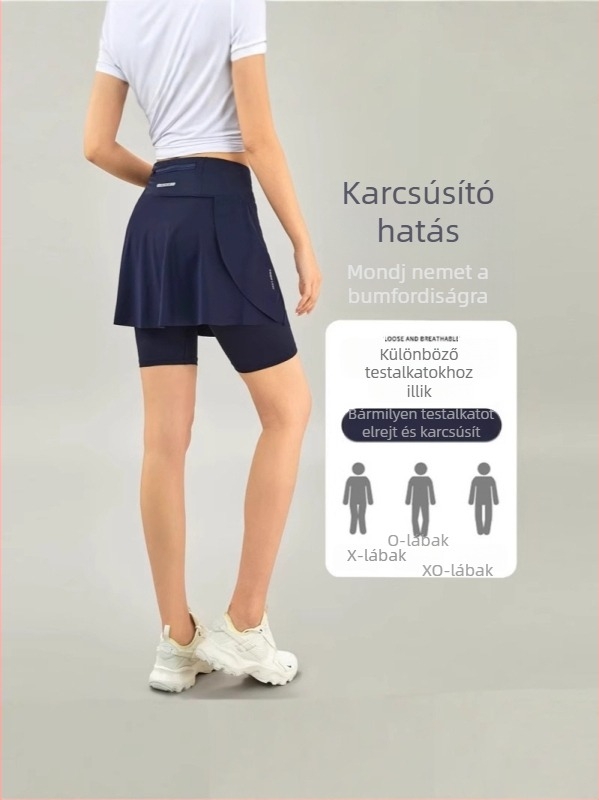 Női gyorsan száradó sportos skort zsebekkel, ideális badmintonhoz, tenishez, jóga és futáshoz.