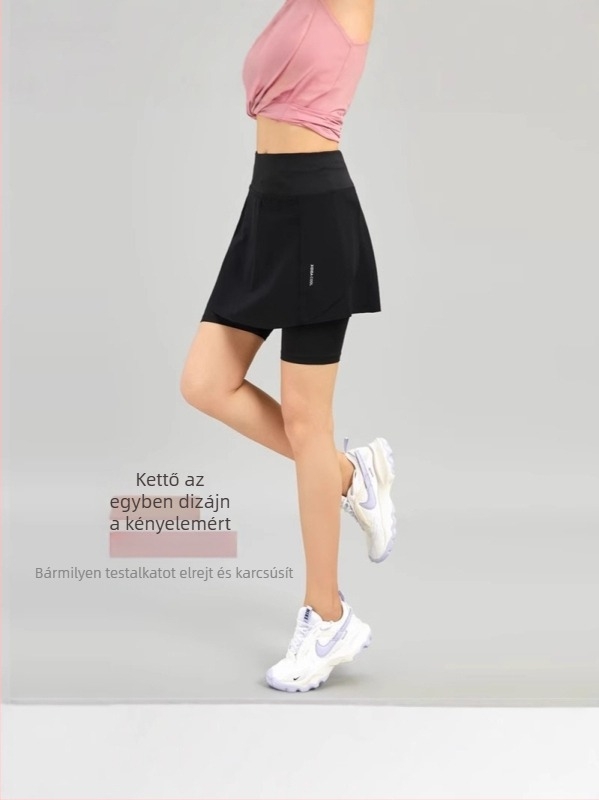 Női gyorsan száradó sportos skort zsebekkel, ideális badmintonhoz, tenishez, jóga és futáshoz.