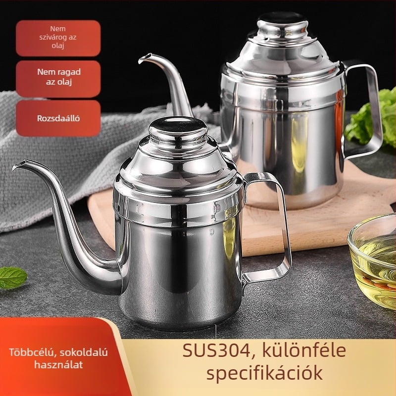 Ai Yuejia 304 rozsdamentes acél konyhai olajtartó, nagy kapacitású, edény szójaszószhoz, ecethez és szezámolajhoz