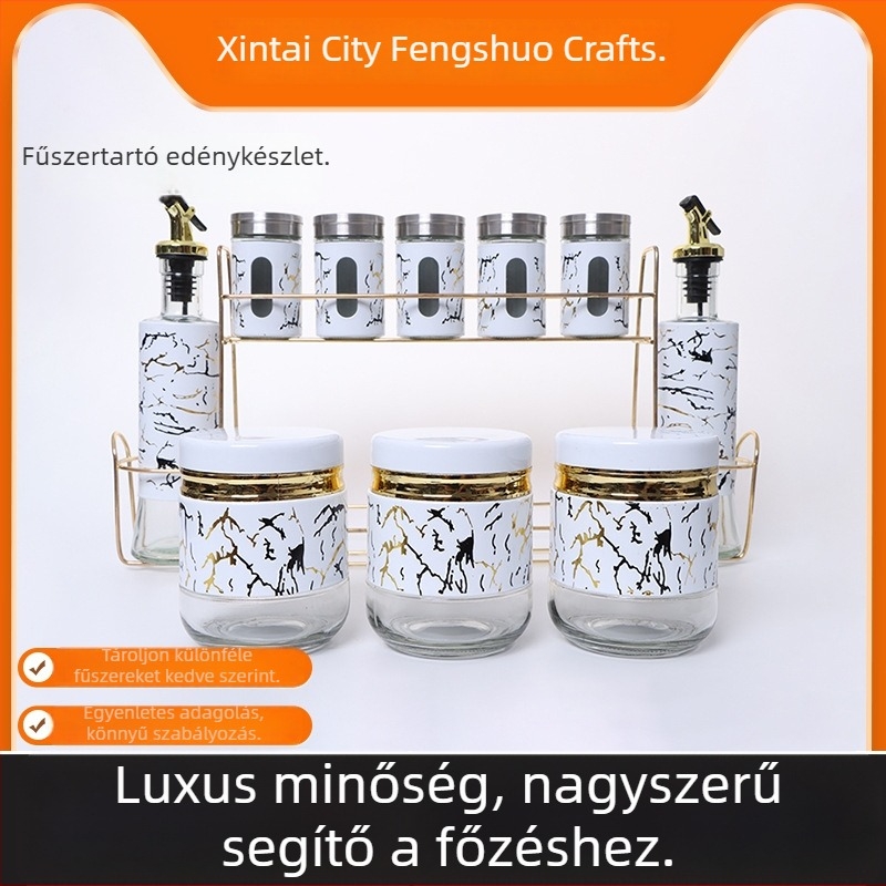 Olaj- és sótartó üvegkészlet tárolóállvánnyal, konyhai fűszertartó üvegek, megfizethető luxus megjelenés
