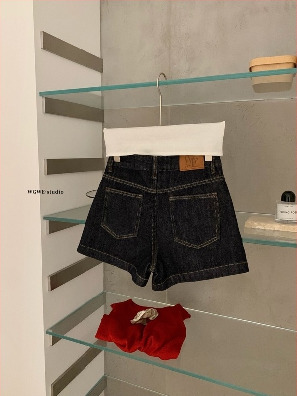 WGWE nyári koreai stílusú denim rövidnadrág, A-vonal, laza szabás, karcsúsító siluett, W9091