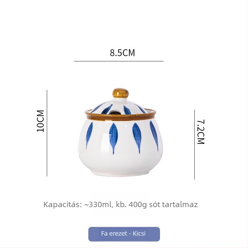 Kerámiából készült japán konyhai fűszertartó egyedi logóval, nagy kapacitású sótartó