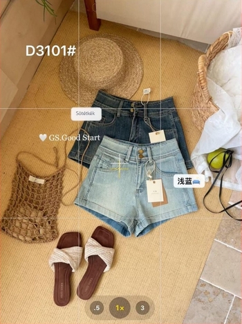 GS.GOOD START Női magas derekú denim rövidnadrág – retro mosott, tavasz-nyári divat, D3101