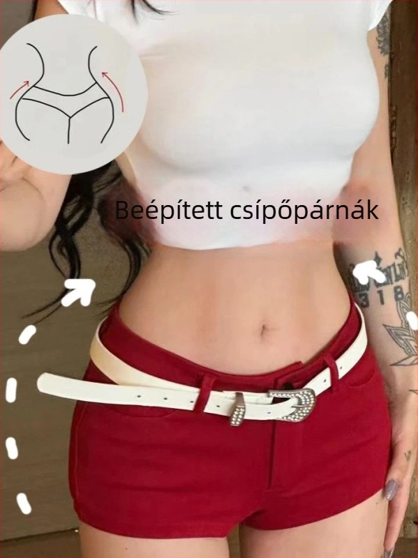 Női farmer rövidnadrág beépített csípő párnával, magas derék, nyári ultra-short fazon, mindennapi, trendi.