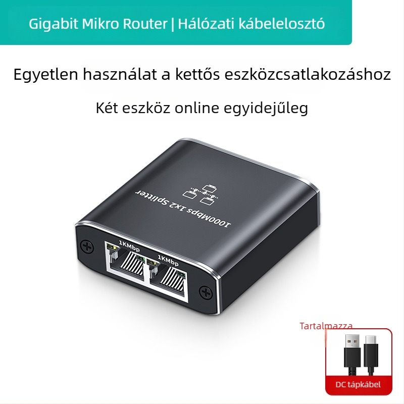 Darwen 1–2 hálózati osztóadapter egyidejű internet-hozzáféréssel, gigabites