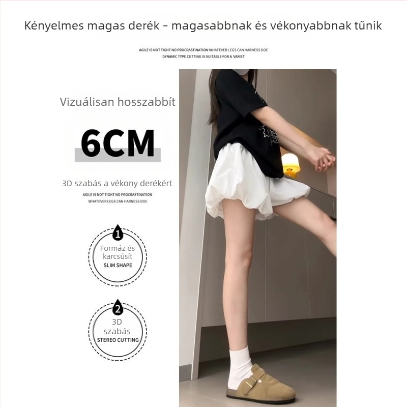 Könnyű felhőmintás culotte nadrág nőknek, magas derék, A-vonal, balett ihletett lantern szabás, 3/4 hosszú.