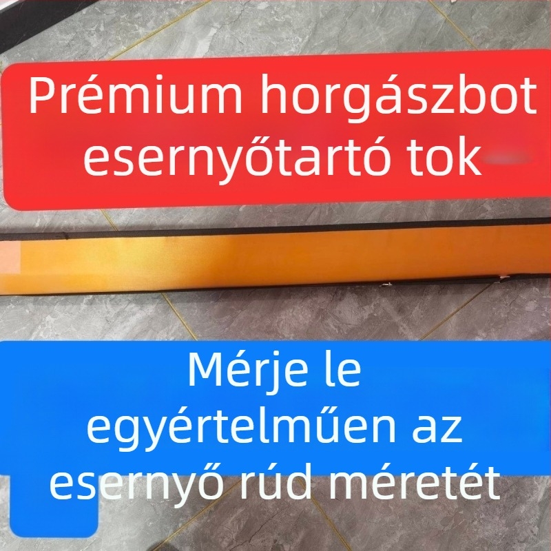 Horgász esernyő kemény héjjal, cipzáras tokkal és kiegészítőkkel; felszerelés táska és botzsák