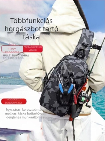 Többcélú csalihorgász táska öv- és vállcsatolási lehetőséggel, vízálló, hordozható horgászfelszerelés tárolására