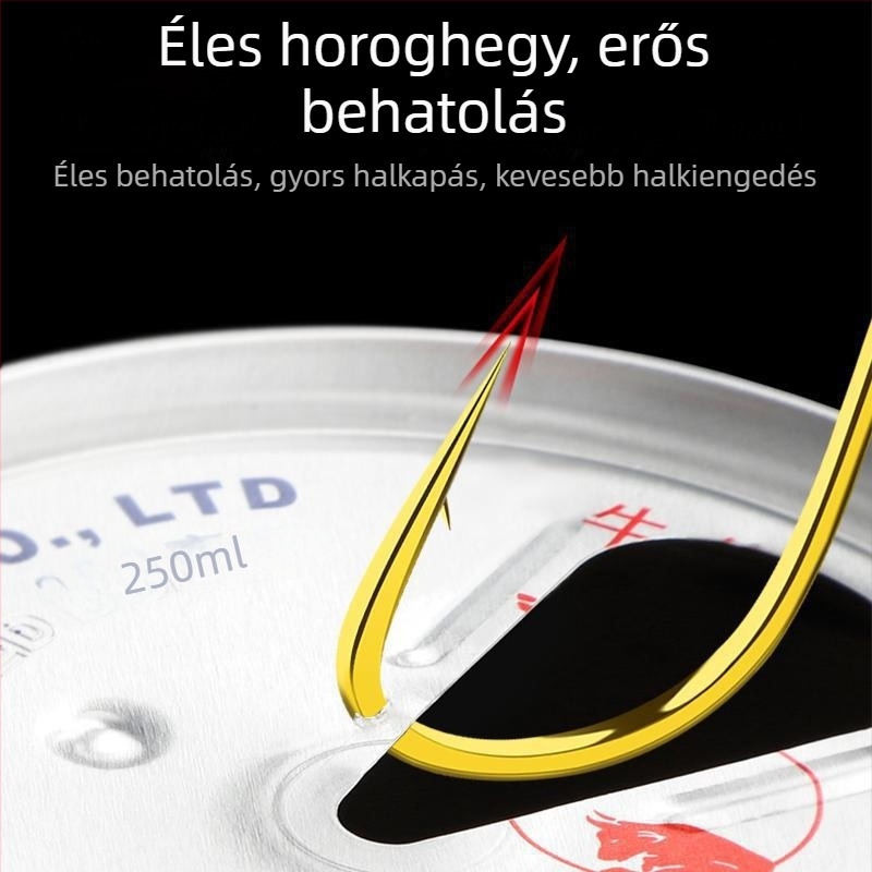 Ólomból készült fejű horog, réz fejjel, 45° felfelé néző, hagyományos folyó- és pontyhorgászathoz, méret 3