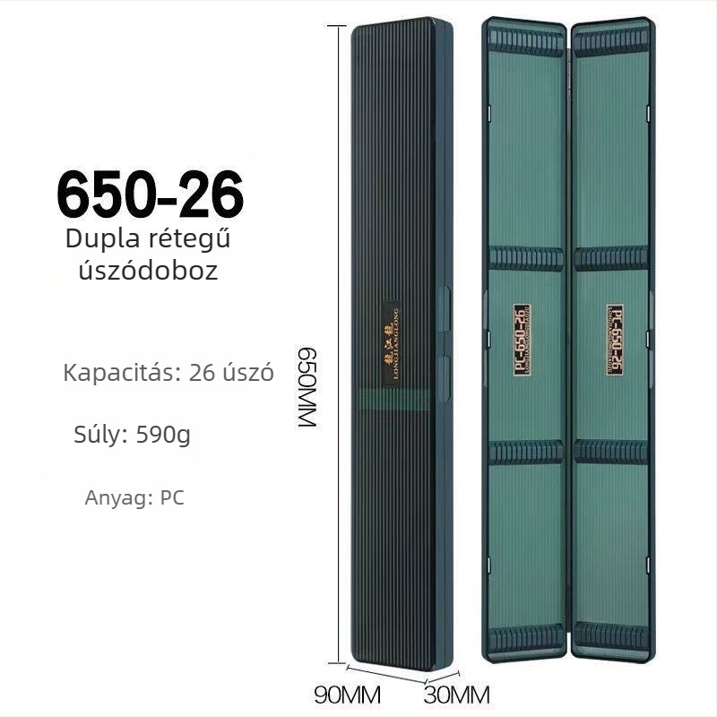 Longjiang Long 650-26 PC úszó doboz, nagy kapacitású, kétszintes, horgászfelszereléshez