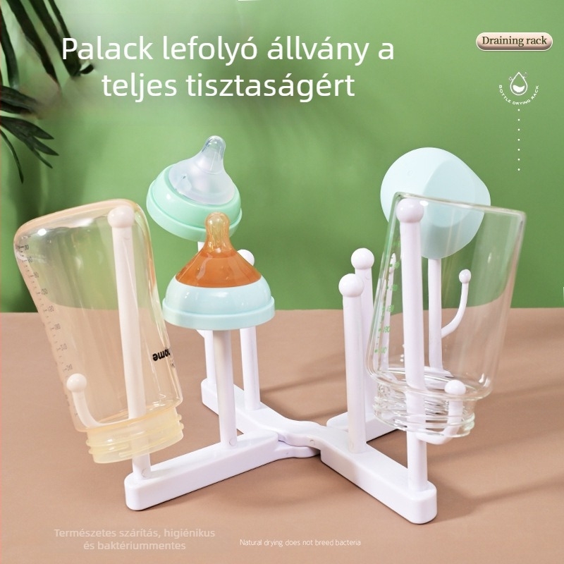 Összecsukható palack- és pohárszárító állvány, multifunkcionális fürdőszoba- és konyha tároló