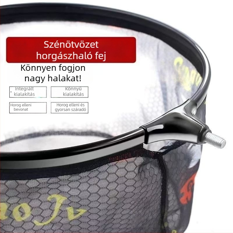 Alumínium ötvözetből készült hálófej integrált kerettel — anti-horgos tervezés, versenyszerű muska horgászathoz