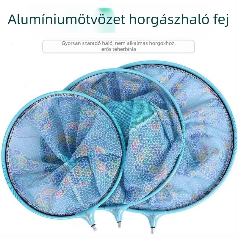 Alumínium ötvözetből készült hálófej integrált kerettel — anti-horgos tervezés, versenyszerű muska horgászathoz